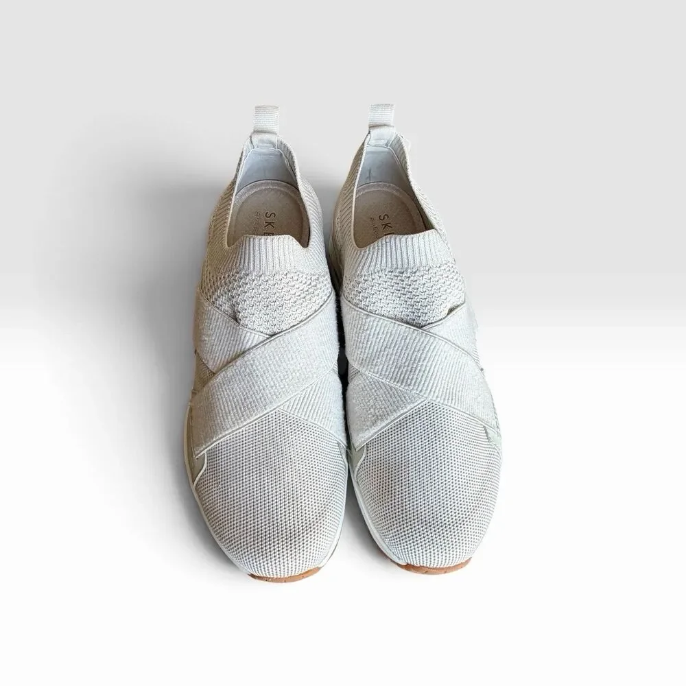 Skechers Uno Cross Knit Womens 9 Off White Slip On Sneakers 177110 Memory Foam